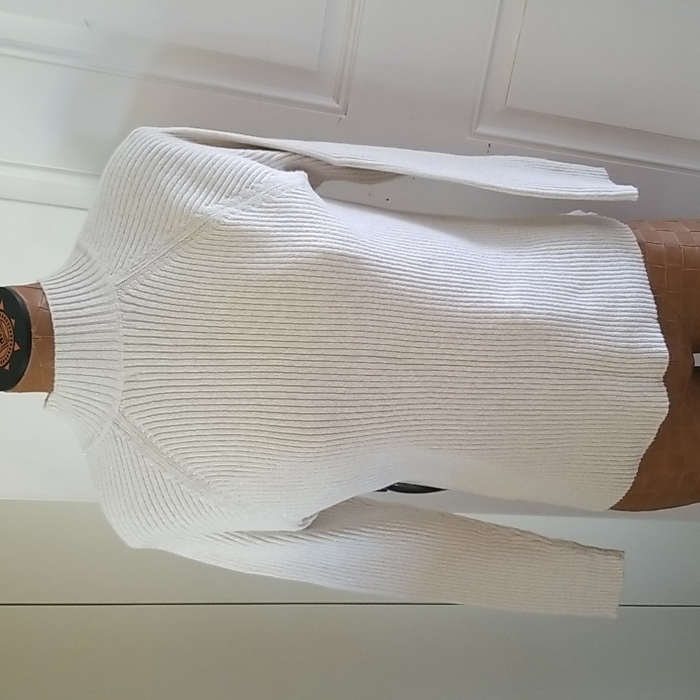 Mock-Neck, Ecru-Metallic Sweater